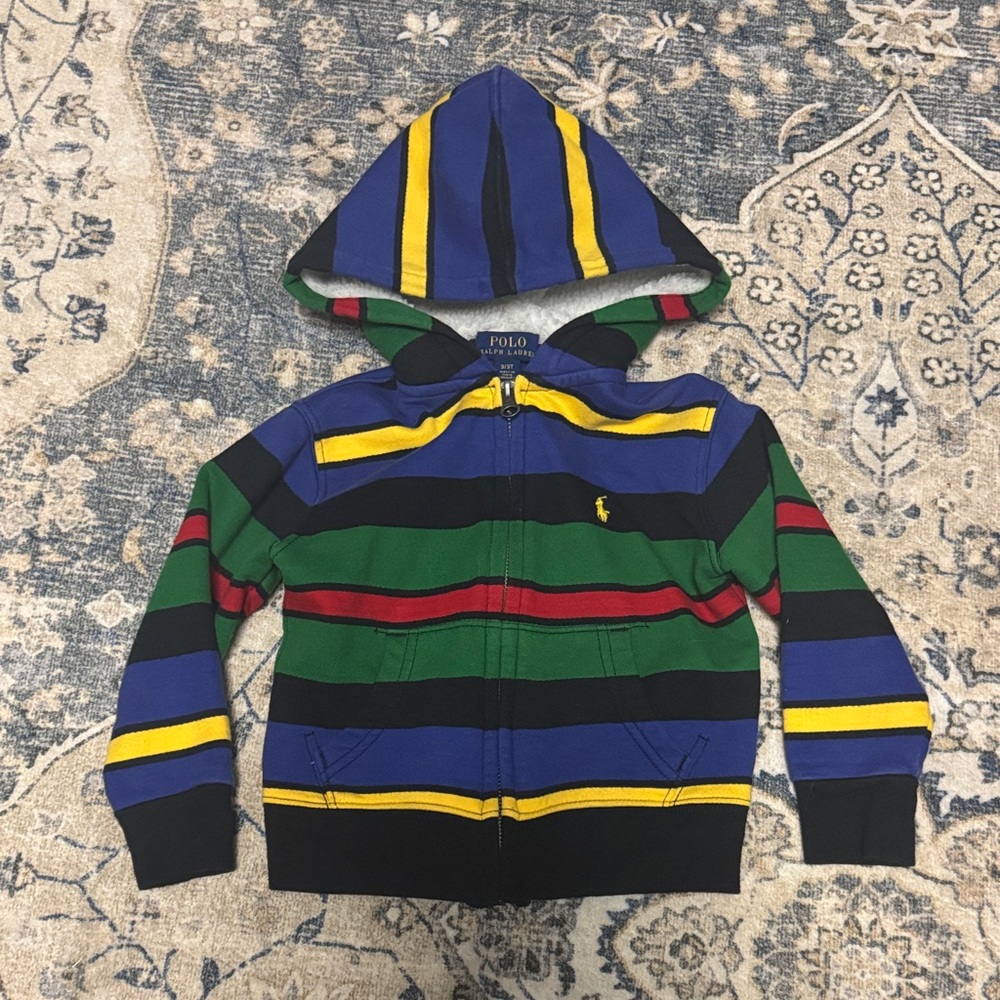 Polo by Ralph Lauren Hooded Zip-Up Sweatshirt - Blue Green Black Yellow Red
